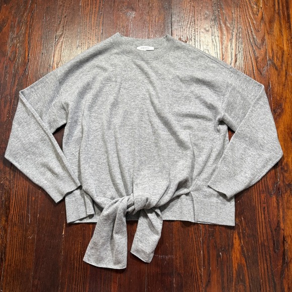 Frame Sweater Womens Large Gray Tie Waist Wool Cashmere - EUC - Picture 1 of 9